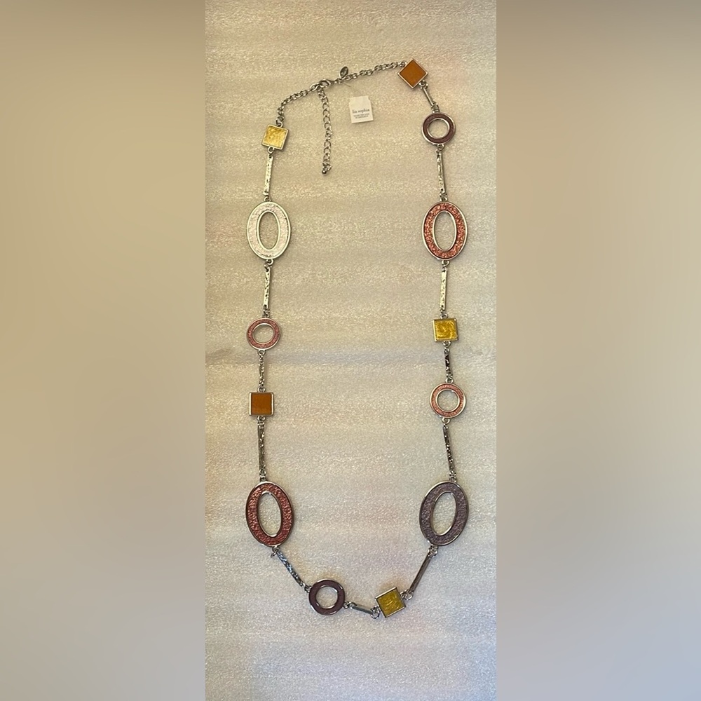 New Lia Sophia Popsicle Retired Geometric Multicolor Silver Tone 36” Necklace